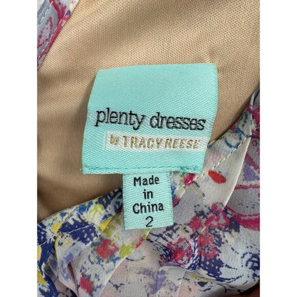 Plenty by Tracy Reese Floral Pleated High Low Dress Womens 2 Multicolor Back Zip - Picture 7 of 10